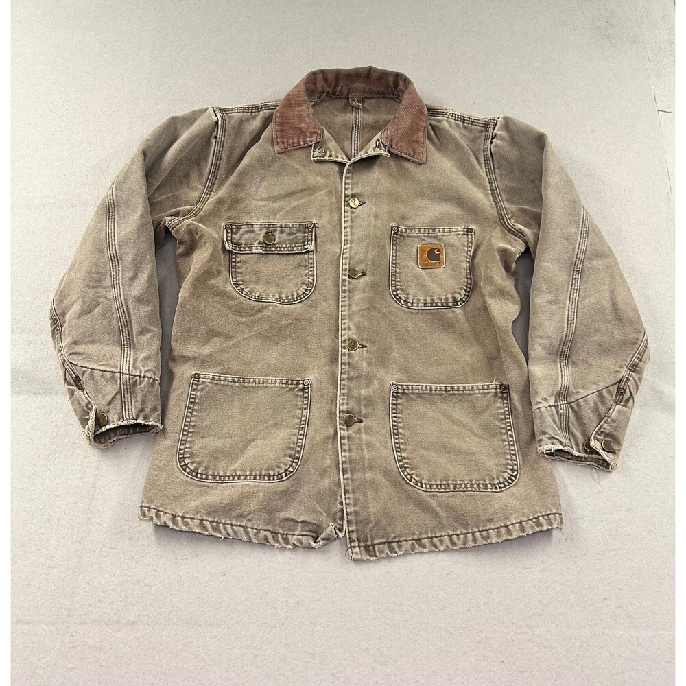 Vintage Carhartt Mens unlined duck canvas Button chore coat